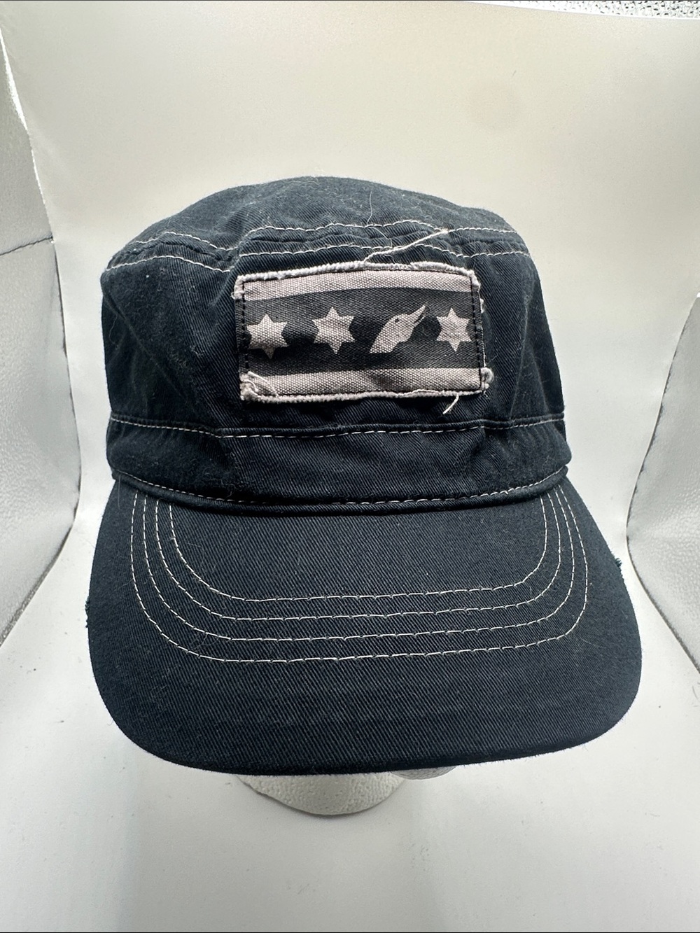 Men's Black Military-Style Cotton Cap with Star Patch Goose Island Custom Cadet